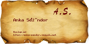 Anka Sándor névjegykártya