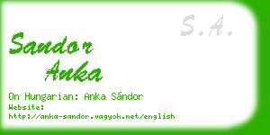 sandor anka business card