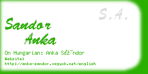 sandor anka business card